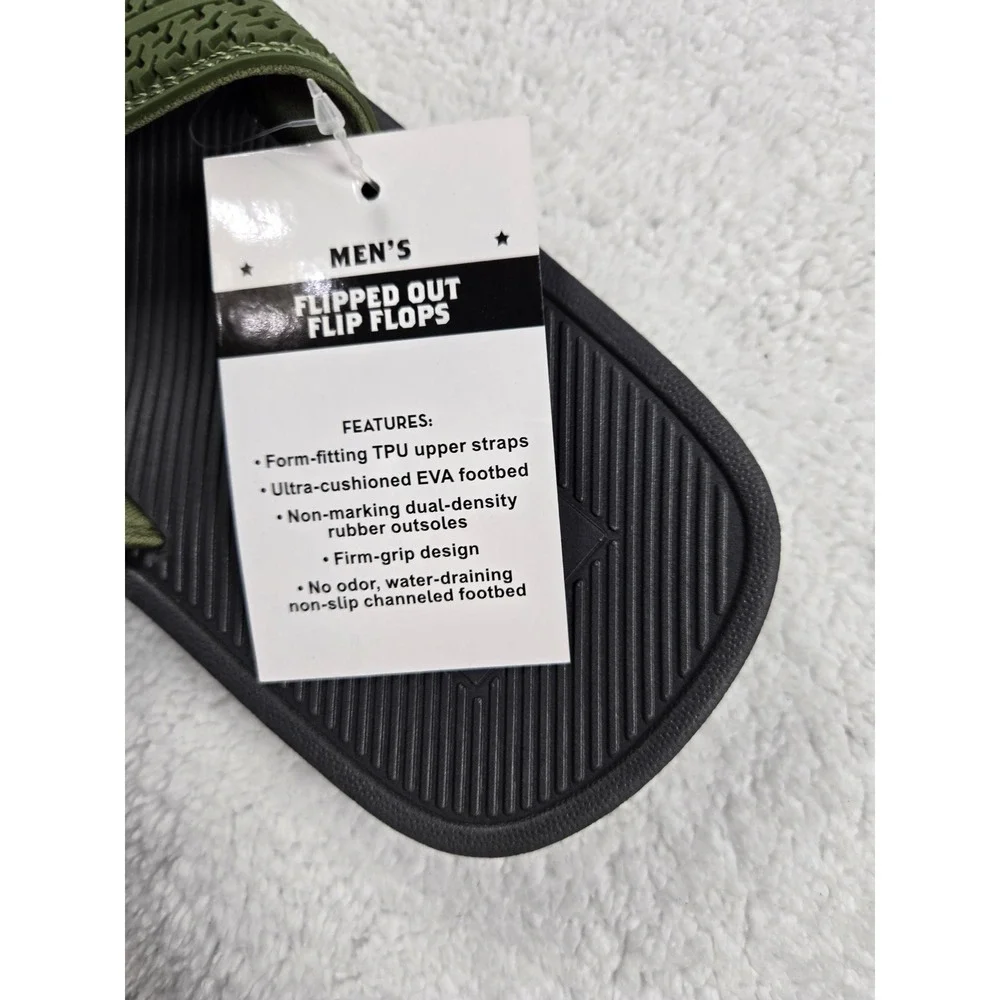 Frogg Toggs Flipped Out Mens Flip Flop Sandals Forest Green Black Size 10 NEW